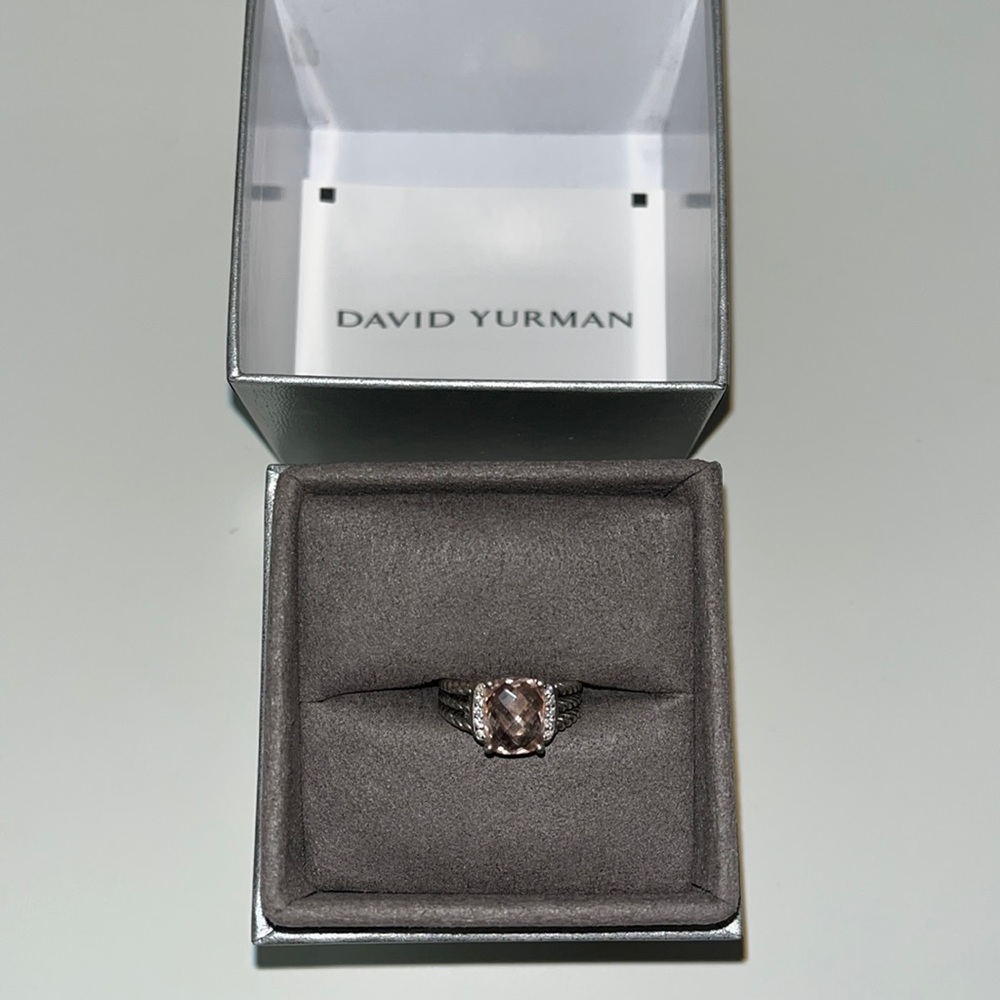 David Yurman Petite Wheaton Ring with Morganite and Pave Diamonds